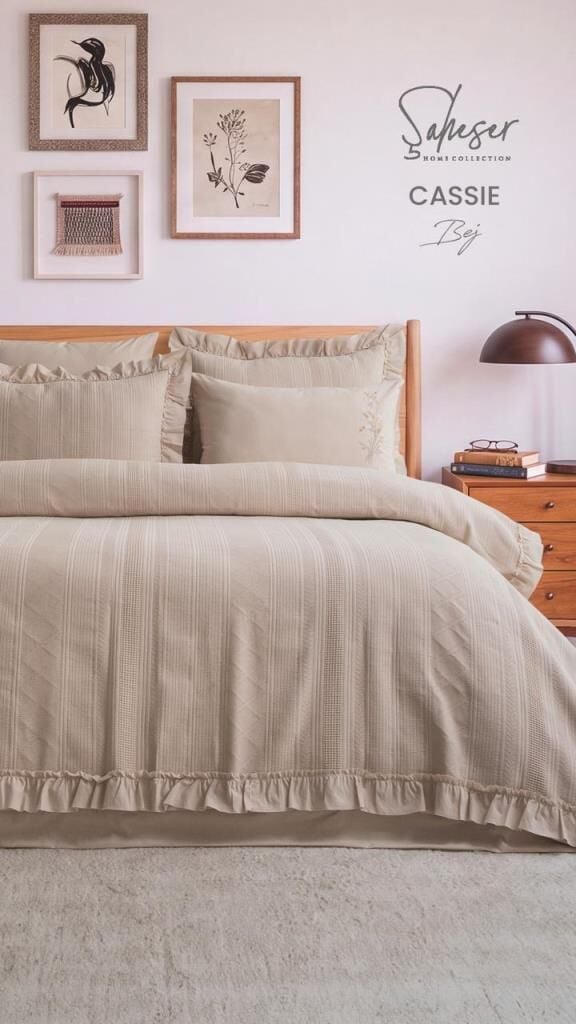 Şaheser Home Collection Yatak Örtüsü Çift Kişilik Cassie Bej