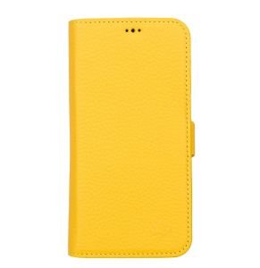 Apple iPhone 13 Pro Uyumlu Deri Cüzdanlı Kılıf Limon Sarı