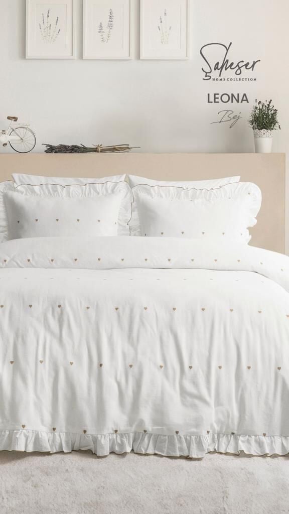 Şaheser Home Collection Jakarlı Nevresim Takımı Çift Kişilik Leona Bej