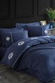 Hobby Elegant Nakışlı Pamuk Saten Çift Kişilik Nevresim Takımı Olimpos Lacivert