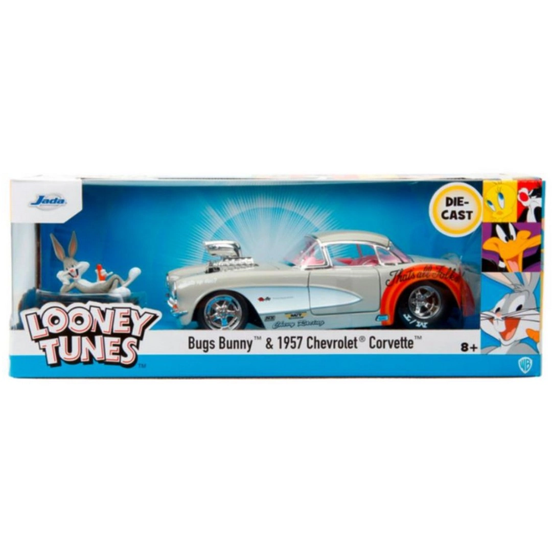 Jada Looney Tunes Bugs Bunny Figürü ve 1957 Chevrolet Corvette Model Aracı