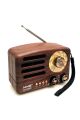 Küçük Boy Retro, Nostaljik, Ahşap Tasarım Bluetooth Hoparlörlü, Şarjlı, Taşınabilir Büyük Döndürülebilen Düğmeli FM/AM Destekli Radyo NS3380
