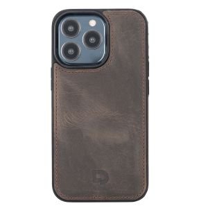 Apple iPhone 13 Pro Uyumlu Deri Cüzdanlı Kılıf Acı Kahve